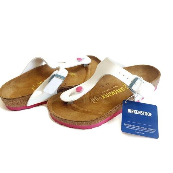 Birkenstock Gizeh Thong Sandals White Patent Sole Pink EU 35 Womens Size 4-4.5 - Picture 11 of 11